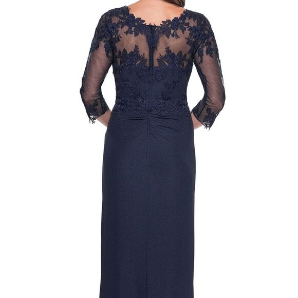 NWT La Femme 31093 Mother of the Bride Dress Navy Size 4 - Picture 3 of 6